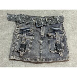 IMMODEL Skirt Womens Small Cargo‎ Utility Belted Pockets Buckle Y2k Streetwear